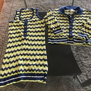 Knitted dress beautiful colors. Cardigan separate